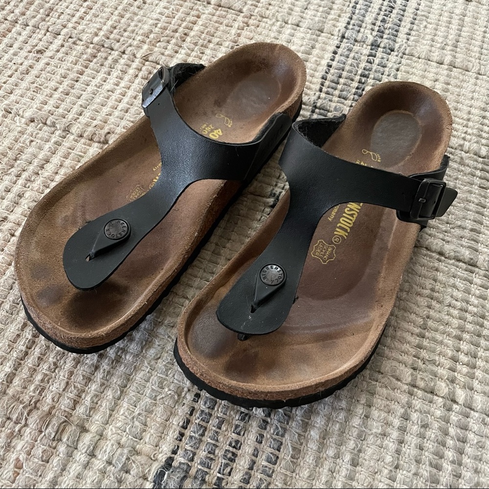 Birkenstock Gizeh Black Leather Thong Sandals